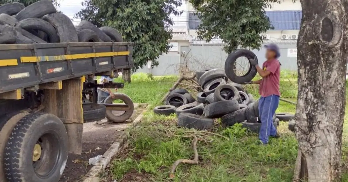 GDF Presente recolhe 300 pneus no SAAN para combater o Aedes aegypti