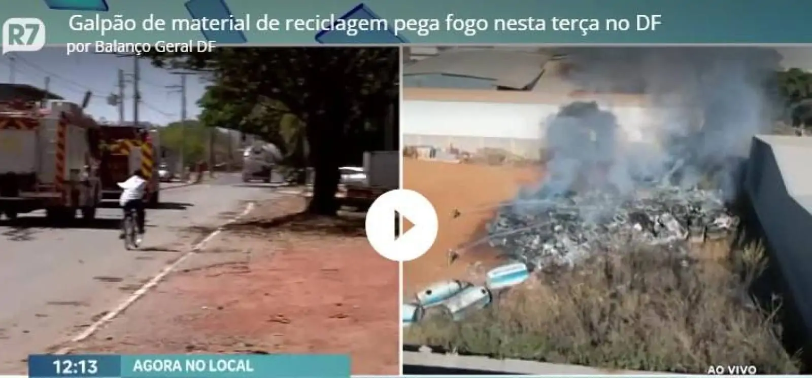 Galpão de material de reciclagem pega fogo nesta terça no DF