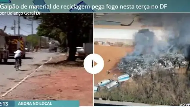 Galpão de material de reciclagem pega fogo nesta terça no DF