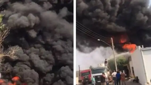 Incêndio de grandes proporções consome reciclagem e atinge casas no Ipanema em Fernandópolis; Vídeo