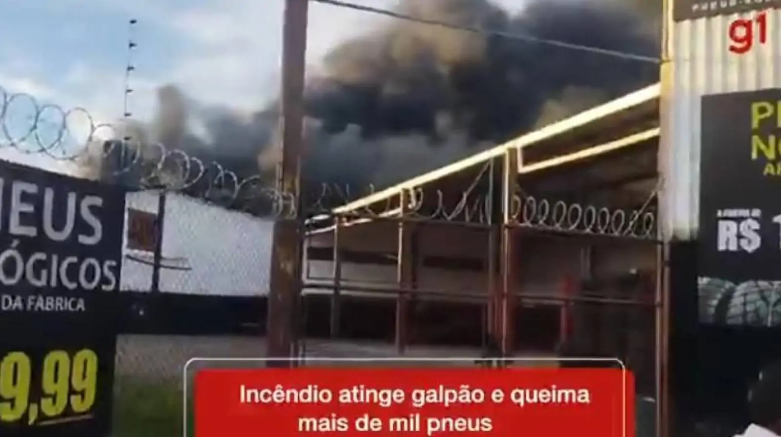 Incêndio destrói parte do estoque de empresa de reciclagem de pneus causando prejuízo de R$ 300 mil
