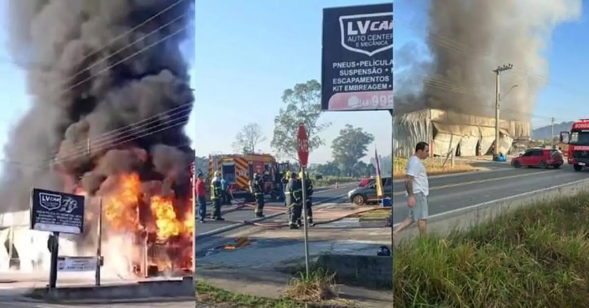 Loja de pneus incendiada em Morro da Fumaça