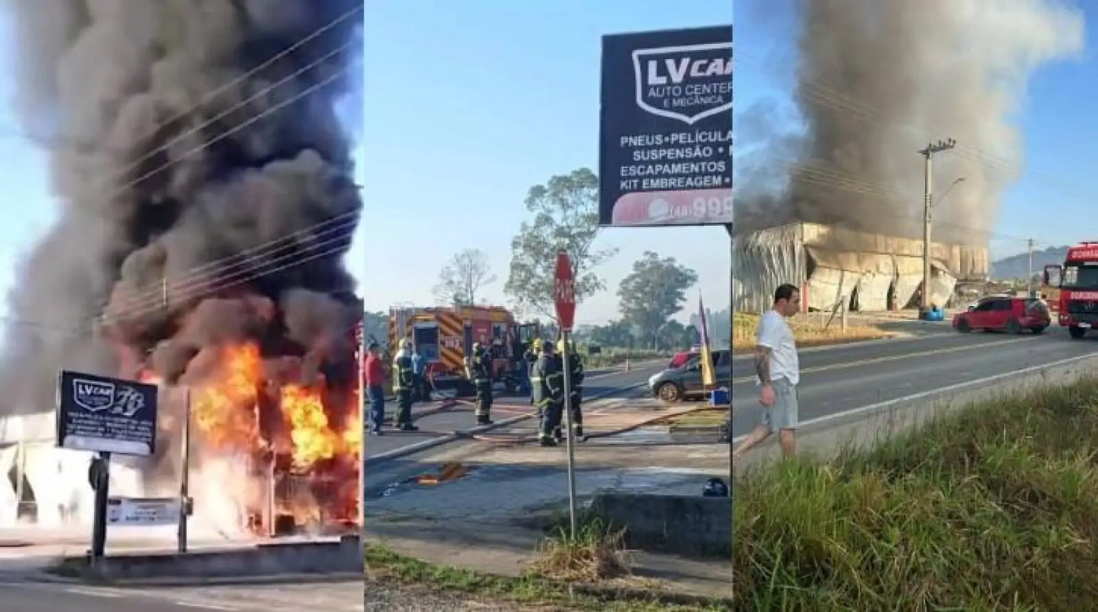 Loja de pneus incendiada em Morro da Fumaça
