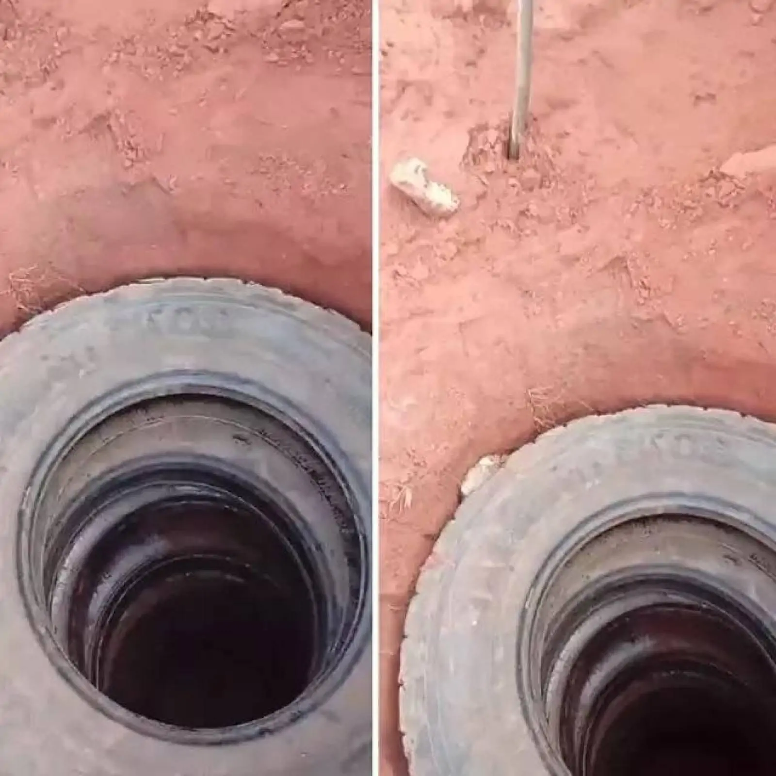 Mecânico usa pneus na construção de "fossa séptica" no Noroeste