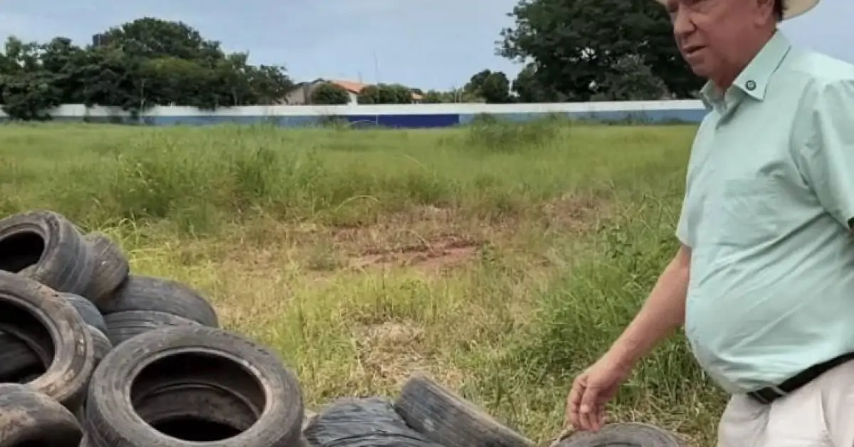 Prefeito critica pneus jogados em área pública em Sinop em pleno combate a dengue: “malandro”, “vergonha”