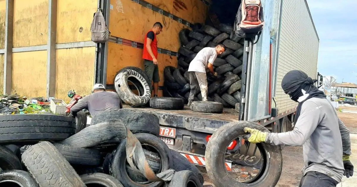 Prefeitura de Macapá recolhe pneus usados em borracharias para reciclagem