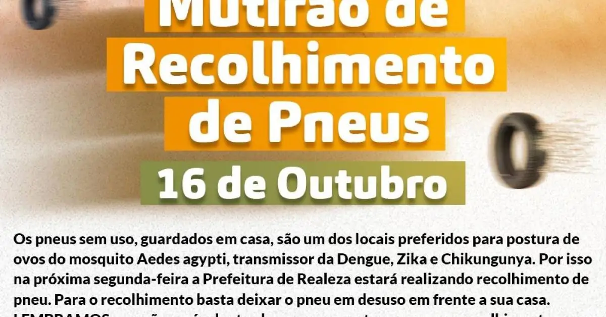 Prefeitura de Realeza anuncia mutirão de recolhimento de pneus