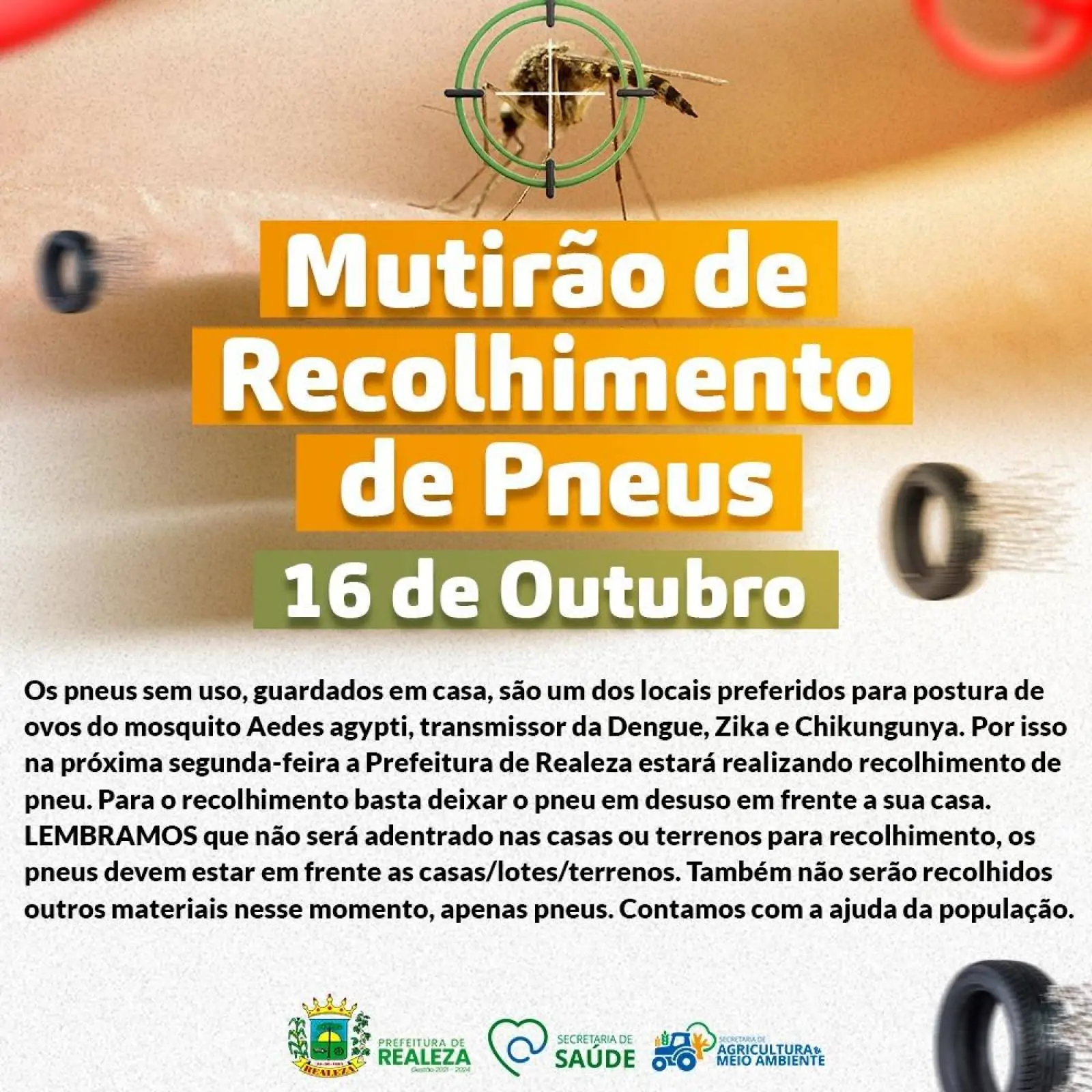 Prefeitura de Realeza anuncia mutirão de recolhimento de pneus