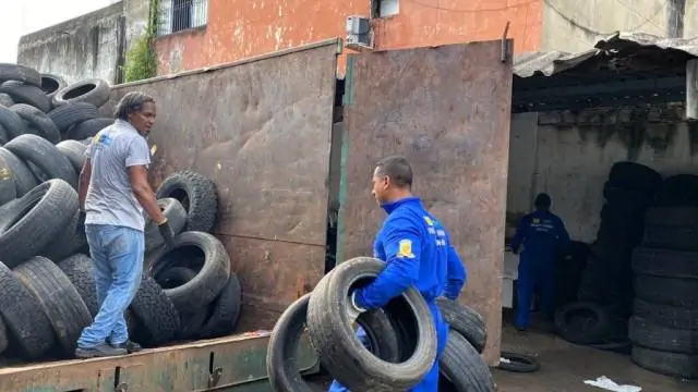Prefeitura faz descarte correto de pneus recolhidos nas ações de combate ao Aedes aegypti em Itabuna