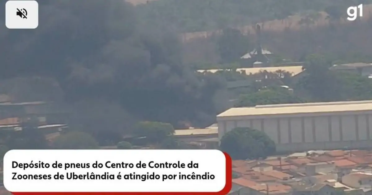 VIDEO: Incêndio atinge ecoponto da Zoonoses que armazena pneus recolhidos em Uberlândia